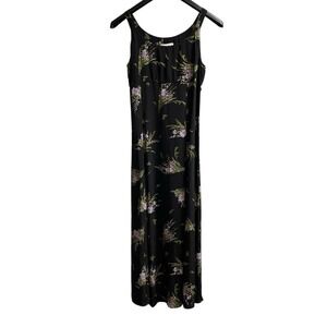 Vintage Express Y2K Dress Womens‎ 3/4 Black Babydoll Dark Floral Maxi Whimsigoth